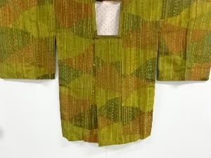 リサイクル　霞取りに縞・抽象模様織り出し手織り紬道行コート